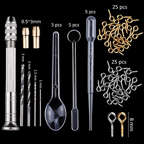 Juego de 83 moldes de silicona y herramientas con una bolsa de almacenamiento negra para hacer joyas y manualidades