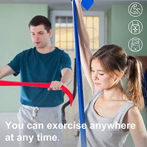 Juego de bandas de resistencia deportivas, 2 m, bandas de ejercicio ultra largas, con libro de instrucciones y bolsa de cordón, ideal para yoga, ballet, pilates, fisioterapia, entrenamiento de fuerza, entrenamientos de fitness, Rojo-20 libras-resistencia 