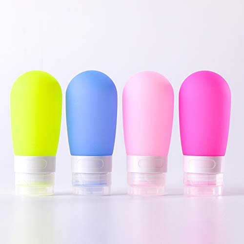 Juego de botellas de viaje de silicona con neceser transparente, bolsa de aseo, bolsa de cosméticos, contenedor de viaje a prueba de fugas