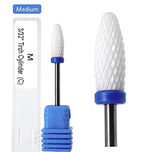 Juego de brocas de cerámica para uñas de 0,95 cm, brocas de manicura de grado medio grueso de pincel, lima de uñas eléctrica, 5 piezas (grano: extra fino + fino + medio + grueso + extra grueso )