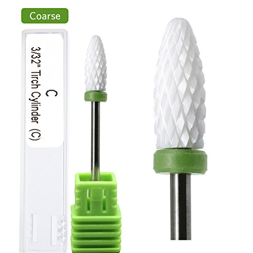 Juego de brocas de cerámica para uñas de 0,95 cm, brocas de manicura de grado medio grueso de pincel, lima de uñas eléctrica, 5 piezas (grano: extra fino + fino + medio + grueso + extra grueso )