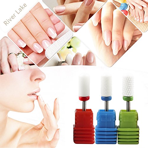 Juego de brocas de cerámica para uñas Pro gruesas, tamaño mediano, fino, para manicura, taladro y lima de uñas.