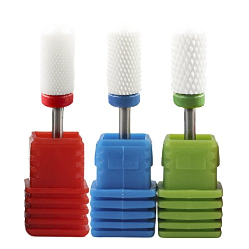 Juego de brocas de cerámica para uñas Pro gruesas, tamaño mediano, fino, para manicura, taladro y lima de uñas.