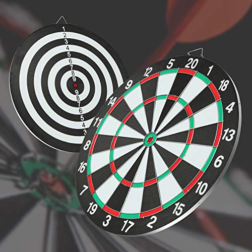Juego de dardos de 43,5 cm , Tablero de Dardos para Adultos, Dardos Profesionales,Tablero de Dardos de Doble Cara Incluye 6 dardos con punta de metal, para fiestas, oficinas, bares y tiempo en familia