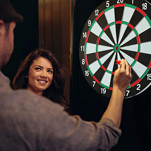 Juego de dardos de 43,5 cm , Tablero de Dardos para Adultos, Dardos Profesionales,Tablero de Dardos de Doble Cara Incluye 6 dardos con punta de metal, para fiestas, oficinas, bares y tiempo en familia