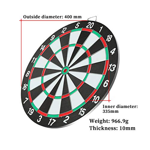 Juego de dardos de 43,5 cm , Tablero de Dardos para Adultos, Dardos Profesionales,Tablero de Dardos de Doble Cara Incluye 6 dardos con punta de metal, para fiestas, oficinas, bares y tiempo en familia