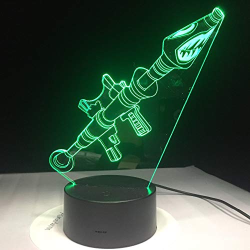 Juego De La Lámpara 3D Chug Jar Scar Rocket Launcher Deslizamiento Led Luz De La Noche 7 Cambio De Color Touch Touch Mood Lamp