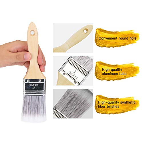 Juego de Pinceles de Pintura, Cepillo de Cera de Pintura de Tiza, Pincel Sintético, Pincel de Barniz con Mango de Madera para la Pintura de Muebles de Decoración Hogar Paquete de 3