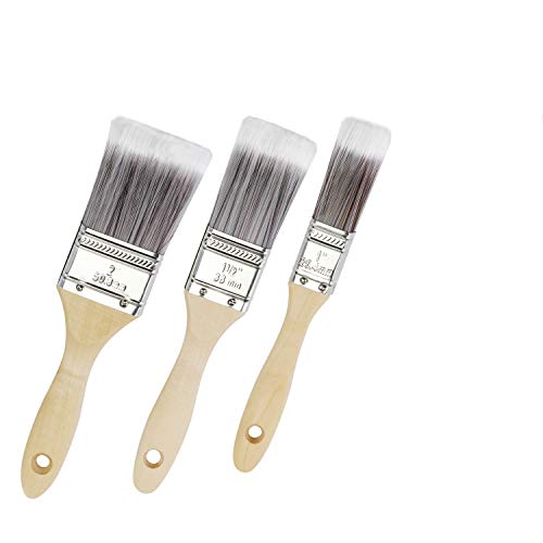 Juego de Pinceles de Pintura, Cepillo de Cera de Pintura de Tiza, Pincel Sintético, Pincel de Barniz con Mango de Madera para la Pintura de Muebles de Decoración Hogar Paquete de 3