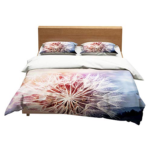 Juego de Ropa de Cama 3 Piezas Incluye 1 Funda Nórdica 140x200cm y 2 Funda de Almohada 50x75 cm, Poliéster Microfibra Juego de Fundas de Edredón (Diente de León)