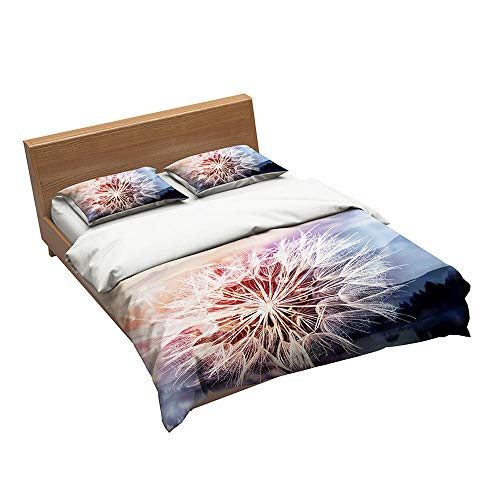 Juego de Ropa de Cama 3 Piezas Incluye 1 Funda Nórdica 140x200cm y 2 Funda de Almohada 50x75 cm, Poliéster Microfibra Juego de Fundas de Edredón (Diente de León)