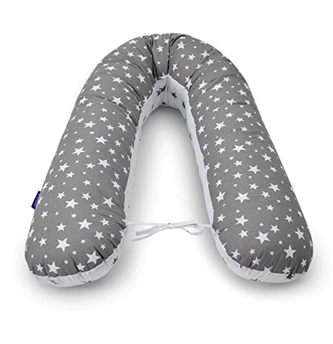 Jukki® Cojín de lactancia, almohada para dormir de lado, cojín de embarazo, XXL, 170 cm, para la madre y el bebé, con funda de 100% algodón
