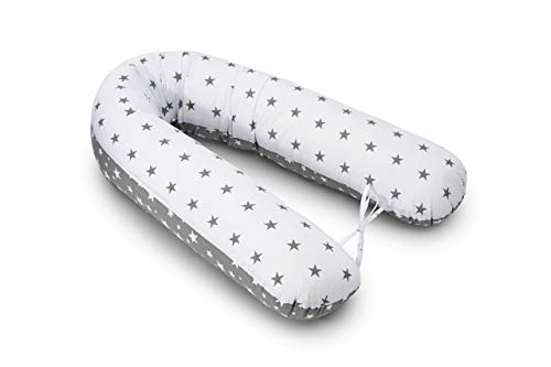 Jukki® Cojín de lactancia, almohada para dormir de lado, cojín de embarazo, XXL, 170 cm, para la madre y el bebé, con funda de 100% algodón