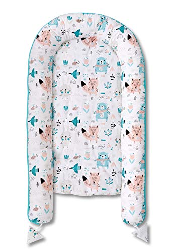 JUKKI - Conjunto de 5 piezas para bebé (nido de 50 x 90 cm, cojín de lactancia, manta, manta para bebé, almohada, nido para bebés, 100% algodón, cuna de viaje y colchón