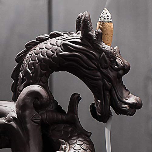 JULAN - Incienso titular de cerámica de dragón, incienso con 100 conos gratis, diseño de dragón
