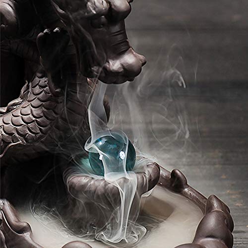 JULAN - Incienso titular de cerámica de dragón, incienso con 100 conos gratis, diseño de dragón