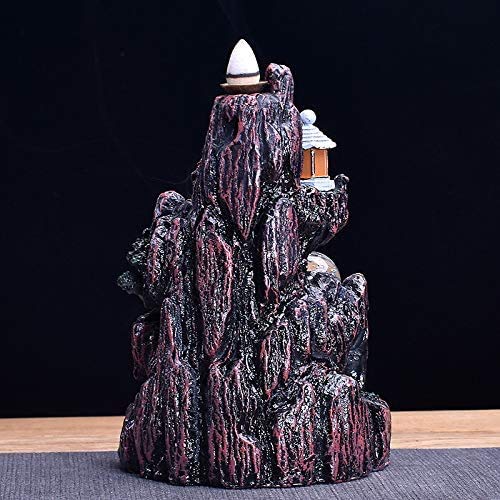 JULAN - Quemador de incienso con bola de cristal LED, incluye 100 conos de incienso – Soporte de incienso de montaña con efecto de fuente de humo de dragón – Decoración para el hogar