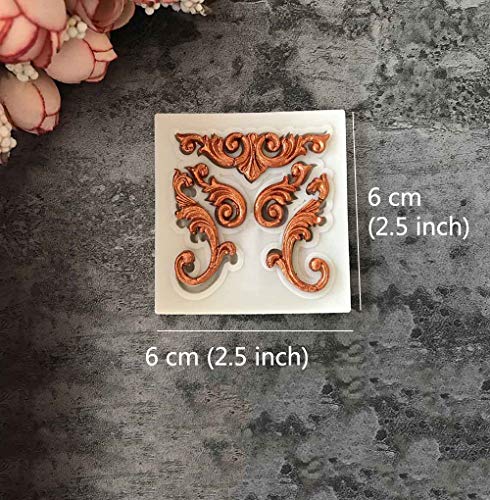 Juland 6 PCS Silicona Molde de Pastel de Fondant Estilo Barroco Retro del Marco de la Foto para Sugarcraft, Cupcake Topper, joyería, Arcilla polimérica, proyectos de artesanía - Gris