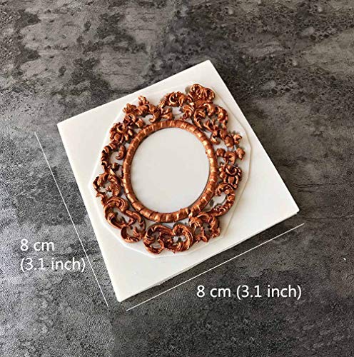 Juland 6 PCS Silicona Molde de Pastel de Fondant Estilo Barroco Retro del Marco de la Foto para Sugarcraft, Cupcake Topper, joyería, Arcilla polimérica, proyectos de artesanía - Gris