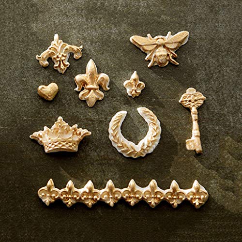 Juland Silicona Pastel de Fondant Molde para Chocolate, Hornear, Artesanía con Azúcar, Arcilla Polimérica, Jabón, Magdalena - Abeja Corona Espejo Clave Encaje de Corazon Marco de la Foto - Gris