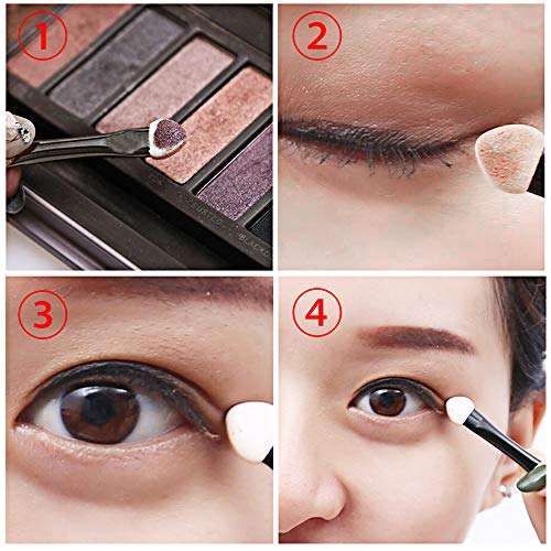 JUN-H Desechable Cepillo de Sombra de Ojos de Doble Punta Ovalada Aplicador de Sombra de Ojos Aplicador de Esponja de Doble Cara Adecuado para Mujeres y Niñas Que Usan Maquillaje Diario (100 Piezas)
