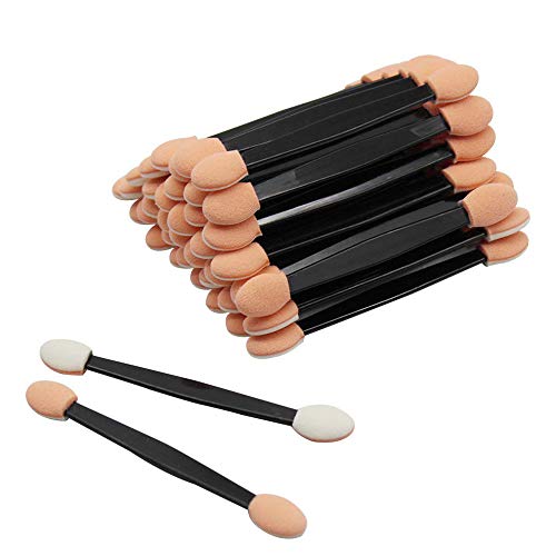 JUN-H Desechable Cepillo de Sombra de Ojos de Doble Punta Ovalada Aplicador de Sombra de Ojos Aplicador de Esponja de Doble Cara Adecuado para Mujeres y Niñas Que Usan Maquillaje Diario (100 Piezas)