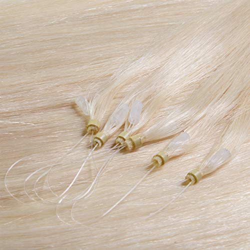 Just Beautiful Hair 25 x 0.8g REMY Extensiones de micro ring pelo natural - 50cm, colore #60 platinum blonde, liso