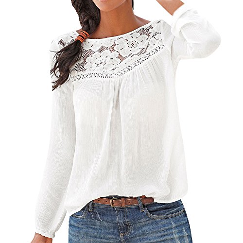 JUTOO 2018 Blusa de Tops de Encaje de Manga Larga Casual de Mujer
