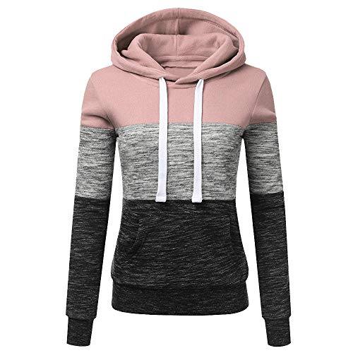 JUTOO Moda para Mujer Casual Sudaderas con Capucha Sudadera Patchwork para Mujer con Capucha Blusa Pullove