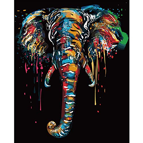 JWFJF Pintura por Números Adultos Color Animal Elefante Pintura al óleo de Bricolaje Lienzo niños y Principiante Pintura Kit decoración del hogar Arte Regalo 40x50 cm (Sin Marco)
