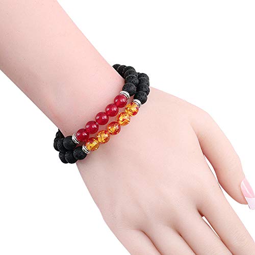JXKA Pulsera Hombre Punk Pulsera de Pino Imperial Pulsera de Cuentas de Piedra Natural-Orquídea de Oro Azul Oscuro