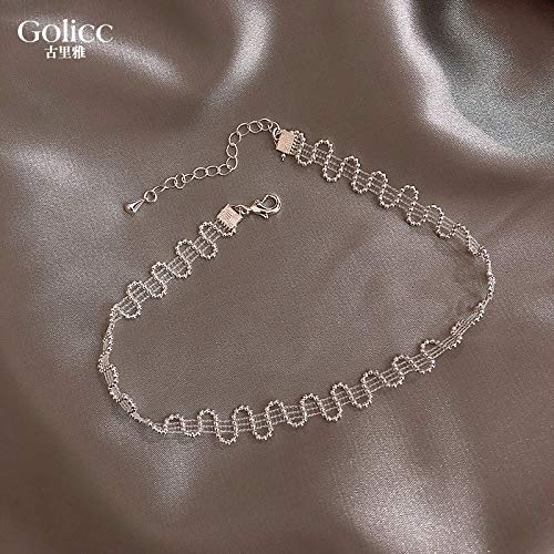 JYBSN Collar De Cadena De Clavícula Femenina Collar Joyas Blanco Longitud 33CM