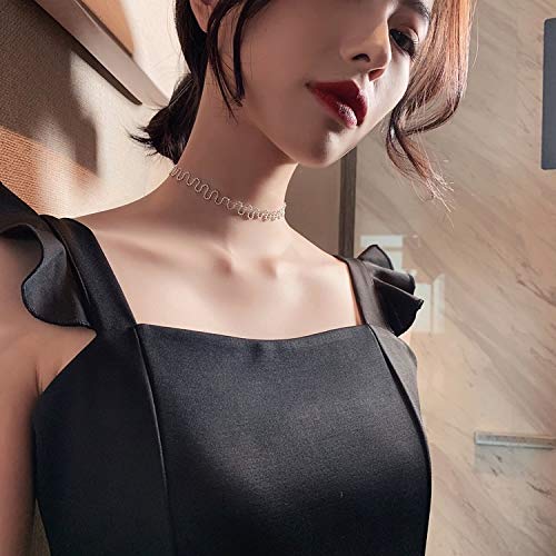 JYBSN Collar De Cadena De Clavícula Femenina Collar Joyas Blanco Longitud 33CM