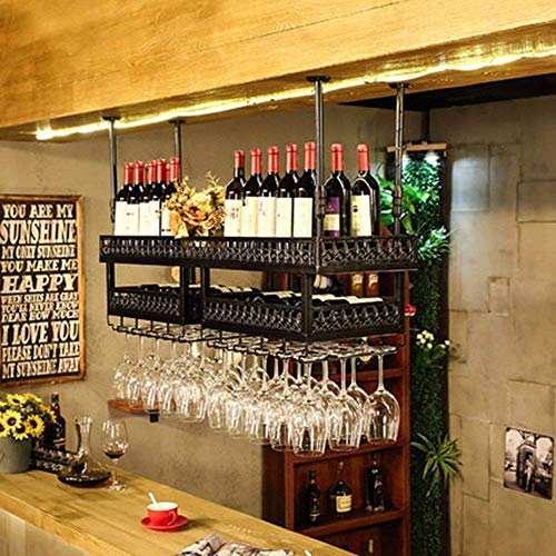 JY&WIN Estante de Vino de Restaurante Estante de Vino Decorativo Estante de Vino Bar Europeo Vidrio Creativo - Negro- Tamaño: 100 * 31Cm