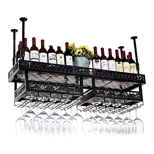 JY&WIN Estante de Vino de Restaurante Estante de Vino Decorativo Estante de Vino Bar Europeo Vidrio Creativo - Negro- Tamaño: 100 * 31Cm