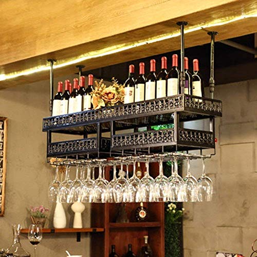 JY&WIN Estante de Vino de Restaurante Estante de Vino Decorativo Estante de Vino Bar Europeo Vidrio Creativo - Negro- Tamaño: 100 * 31Cm