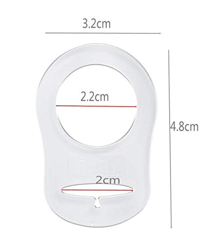 JZK 12 Esterilizable anillo silicona chupete bebé clips porta adaptador para cualquier chupete MAM y soporte chupete cadena MAM, transparente