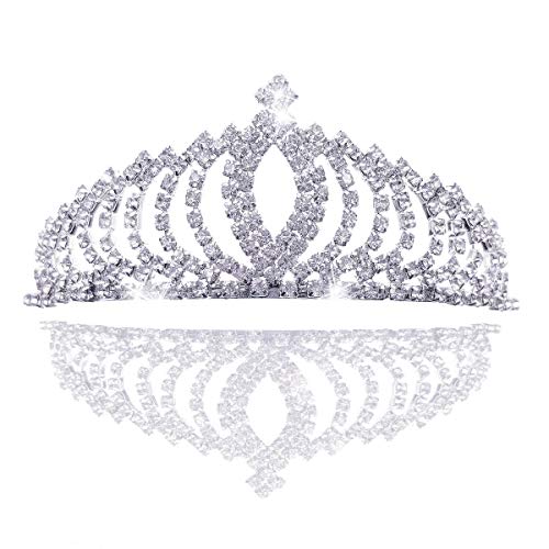 JZK Boda Novia de Diadema Corona Brillante Diadema Tiara Cristal Diamante de Imitación para niños Adultos Cabello Boda Fiesta