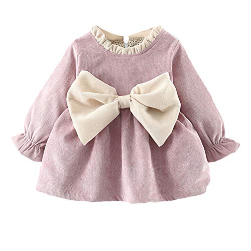 K-youth Vestidos para Niñas Vestido Bebe Niña Invierno Recien Nacido Vestido de Princesa Otoño Infantil Más Terciopelo Ropa para Bebe Niña De Frio Vestidos de Niña para Fiestas(Morado, 6-12 Meses)