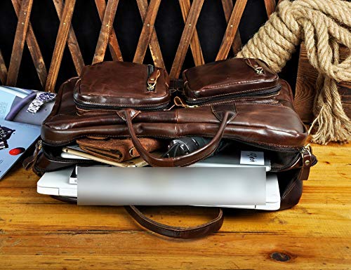 K1013 - Maletín para portátil (Piel Encerada, diseño Antiguo, para Negocios, Viajes)
