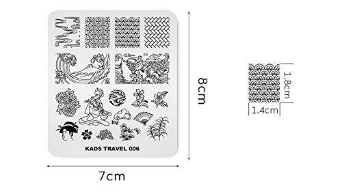 KADS - Plato de estampación para uñas, diseño japonés, para manicura
