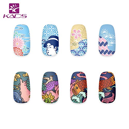 KADS - Plato de estampación para uñas, diseño japonés, para manicura