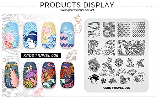 KADS - Plato de estampación para uñas, diseño japonés, para manicura