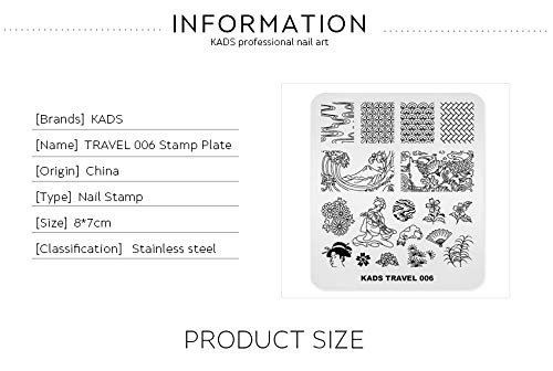 KADS - Plato de estampación para uñas, diseño japonés, para manicura