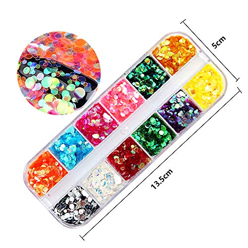Kalolary 3 cajas Lentejuelas Holográficas de Uñas con Pinzas，Decoración Purpurinas Confeti Uñas Nail Art Glitter Brillos para Manicura y Diseños de Uñas