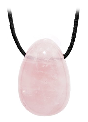 Kaltner Präsente Unisex-collar con colgante de piedra de cuarzo rosa colgante de tambor en la correa de piel (30 mm)