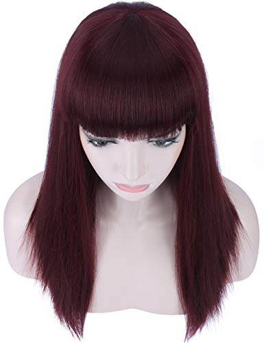 Kalyss Peluca sintética sedosa con reflejos de aspecto natural, larga resistente al calor, peluca con flequillo de pelo para mujer, uso diario