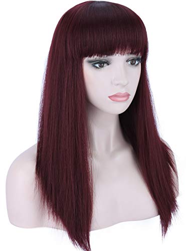 Kalyss Peluca sintética sedosa con reflejos de aspecto natural, larga resistente al calor, peluca con flequillo de pelo para mujer, uso diario