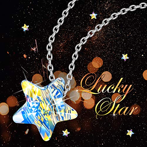 Kami Idea Collar de Plata 925 - Estrellas en el Cielo Noruego - Aurore Borealo Cristal de Swarovski, Collar para Mujer, Paquete de Regalo de Joyería