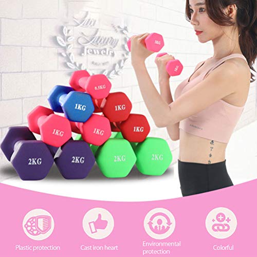 KAMLIKE Aptitud Pesas Pesas 1 par de Neopreno Antideslizante Hexágono Pesas Forma para la tonificación Muscular Fuerza Pérdida de Peso Edificio